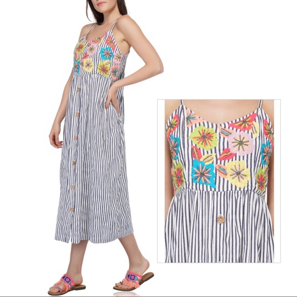 America and Beyond Dresses & Skirts - AMERICA & BEYOND Floral Blast Nautical Midi Dress